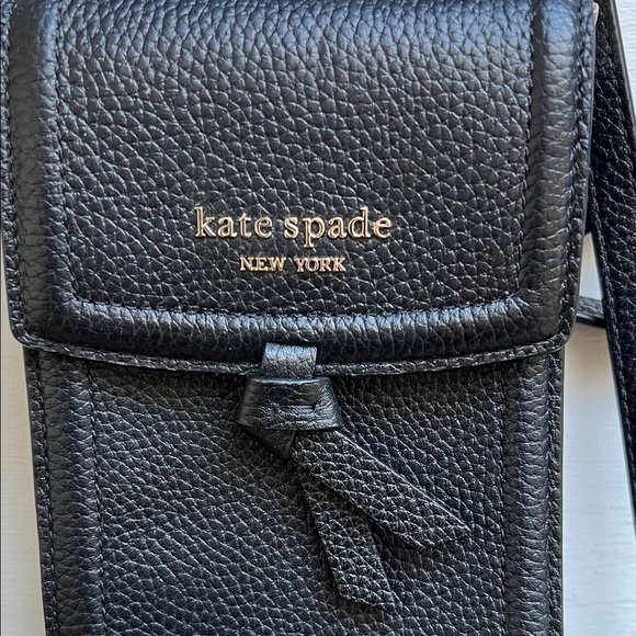 Excellent Condition Kate Spade Black Leather Crossbody Fits phone - Picture 2 of 9
